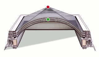 Standard pyramid glazing without special requirements, PMMA 2 - 4 skin